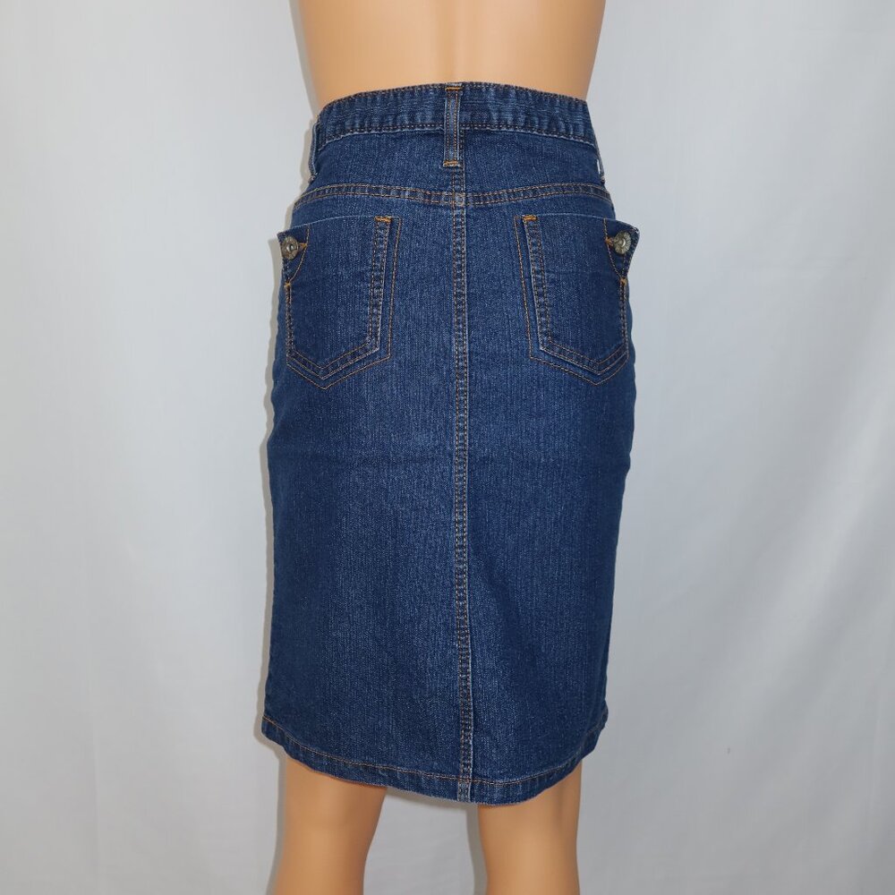 Vintage AND Denim Jean Midi Skirt Women's Size 30 Stretchy Boho Western Prairie